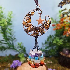 Handmade Tiger's Eye Crystal Moon Décor #6